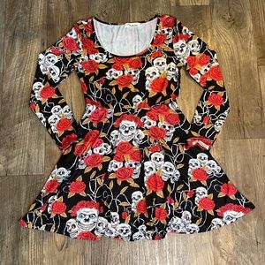 Sugar Skull Day of the Dead Halloween Dress - Sz S